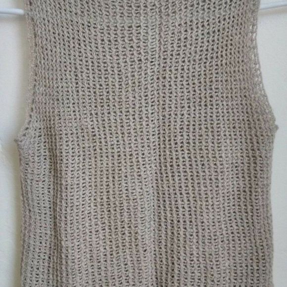 Sleeveless Button Down Top Knit Taupe Light Brown - Picture 6 of 6